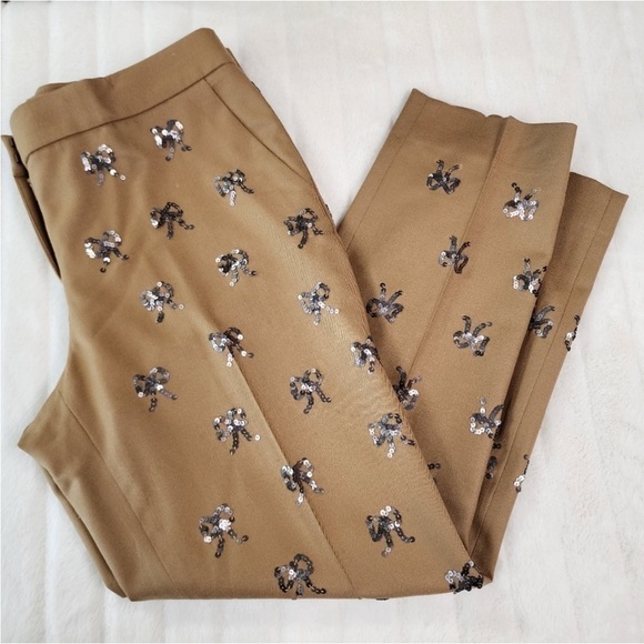 J.Crew Collection silk Sequin Bow Pants size 6 - Picture 2 of 16